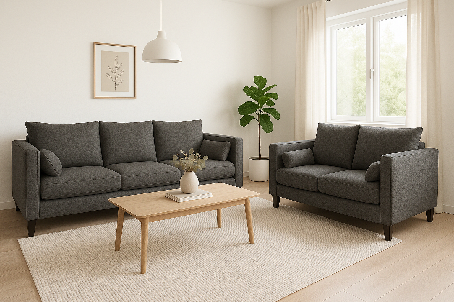 SOFA 3 Y 2 CUERPOS RAGNAR EN TELA GRIS, SET PARA LIVING - 1