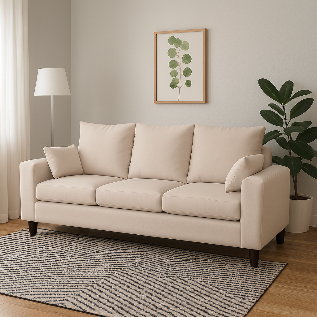 SOFA 3 Y 2 CUERPOS RAMIS EN TELA BEIGE, SET PARA LIVING - 2