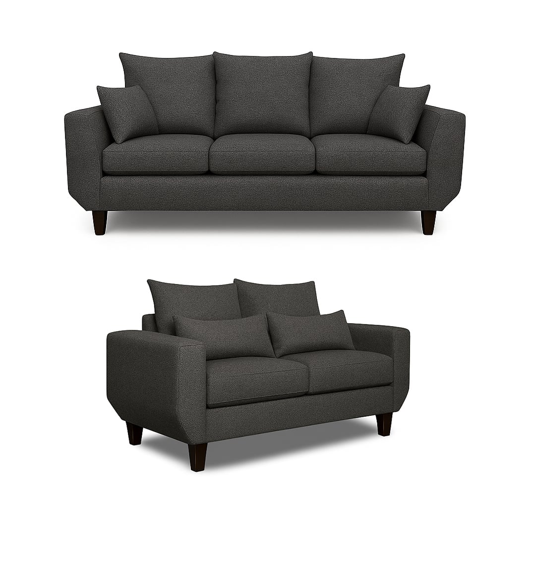 SOFA 3 Y 2 CUERPOS ROQUE EN TELA GRIS, SET PARA LIVING - 5
