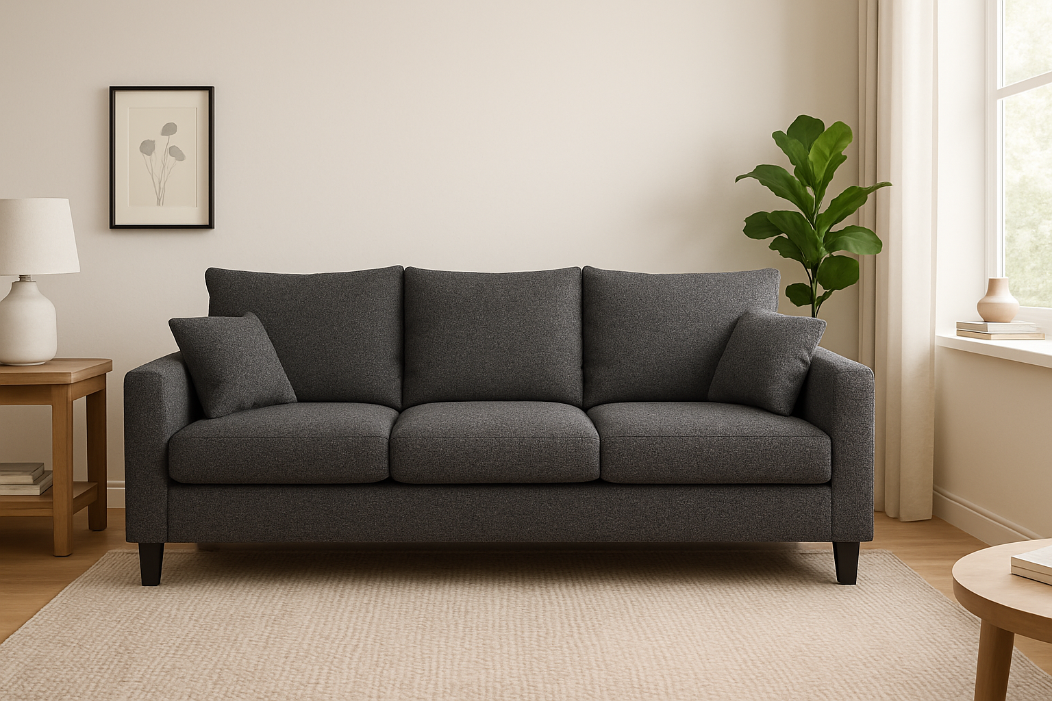 SOFA 3 CUERPOS RAMIS GRIS OSCURO TELA – CONFORT Y ESTILO PARA TU HOGAR - 7