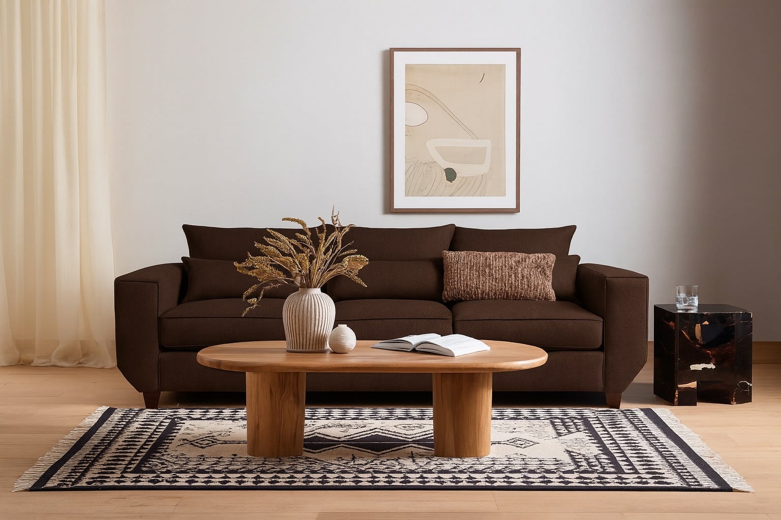 SOFA 3 CUERPOS ROQUE CAFE TELA – CONFORT Y ESTILO PARA TU HOGAR - 1