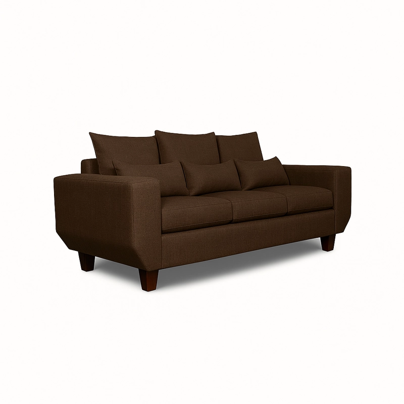 SOFA 3 CUERPOS ROQUE CAFE  TELA – CONFORT Y ESTILO PARA TU HOGAR - 4