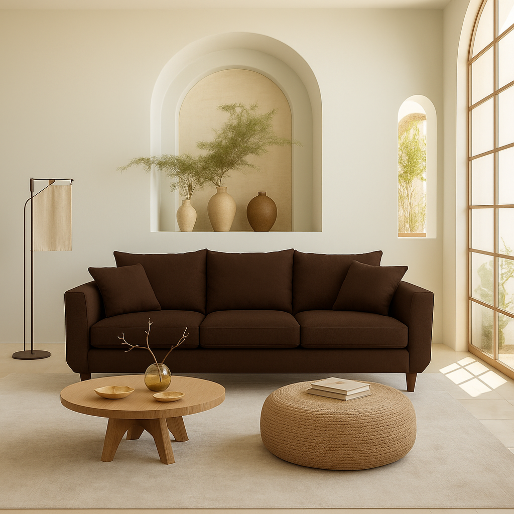 SOFA 3 CUERPOS ROQUE CAFE TELA – CONFORT Y ESTILO PARA TU HOGAR - 8