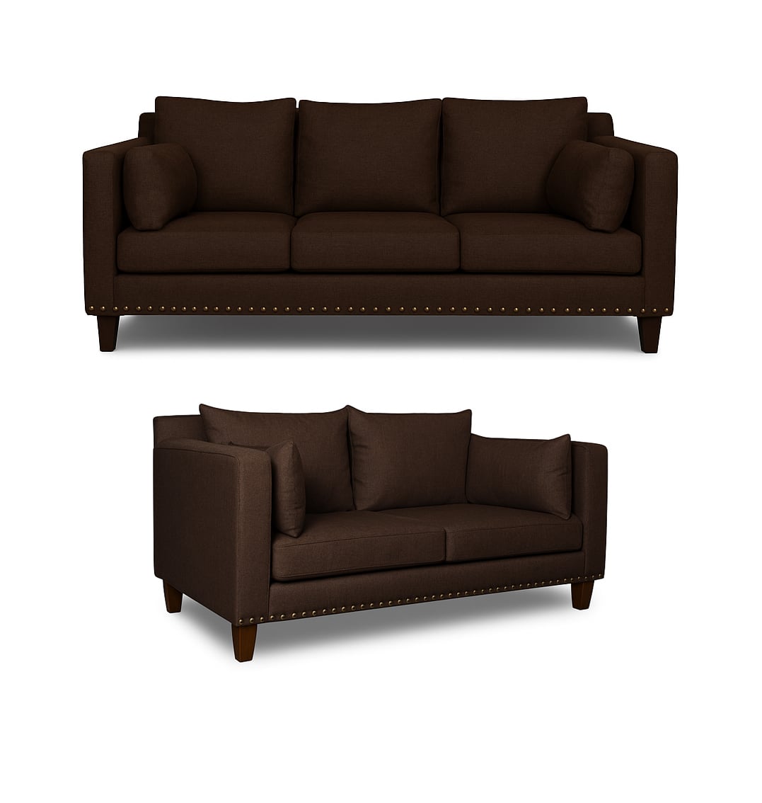 SOFA 3 Y 2 CUERPOS RIBE EN TELA CAFE, SET PARA LIVING - 5