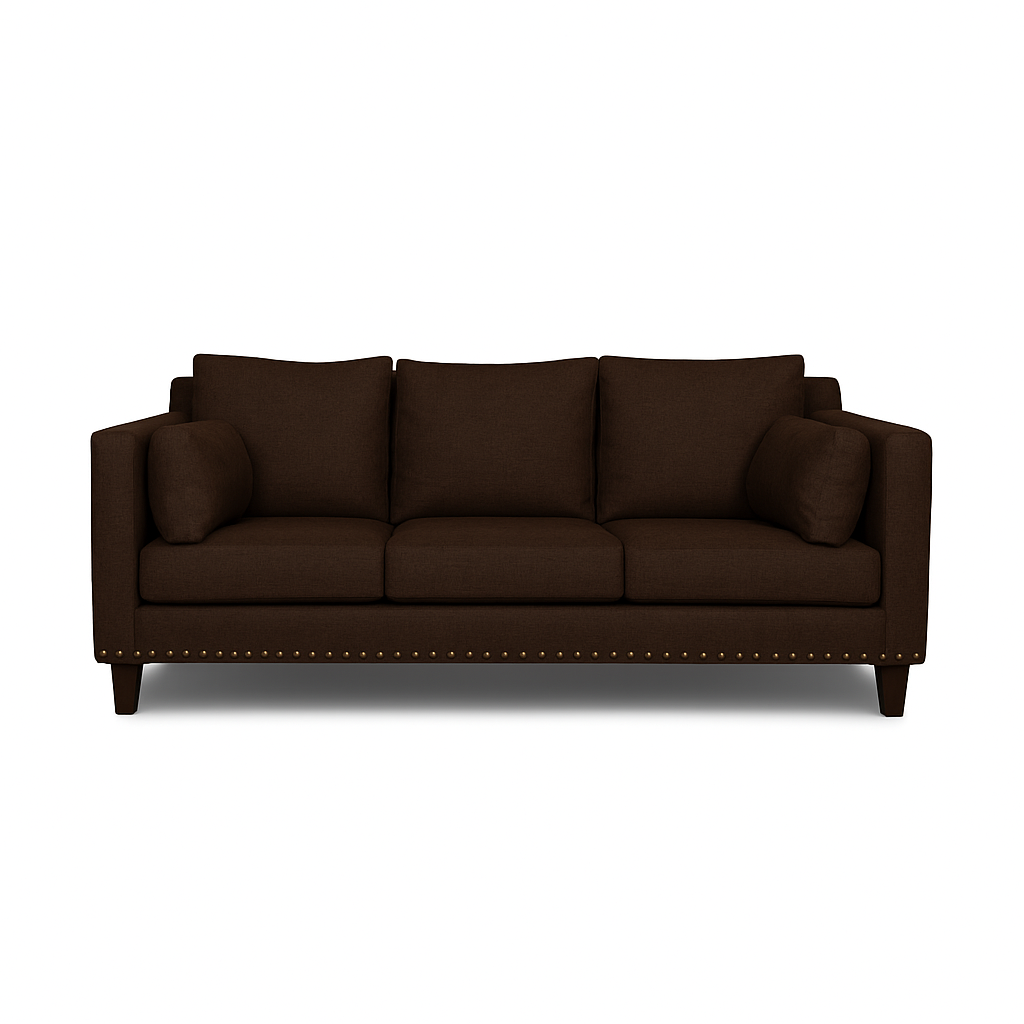 SOFA 3 Y 2 CUERPOS RIBE EN TELA CAFE, SET PARA LIVING - 7