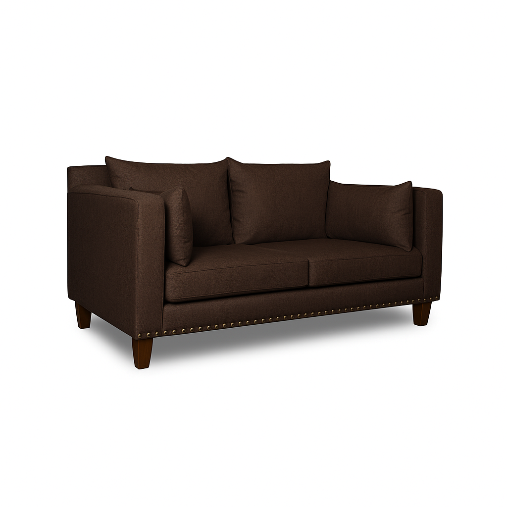 SOFA 3 Y 2 CUERPOS RIBE EN TELA CAFE, SET PARA LIVING - 10