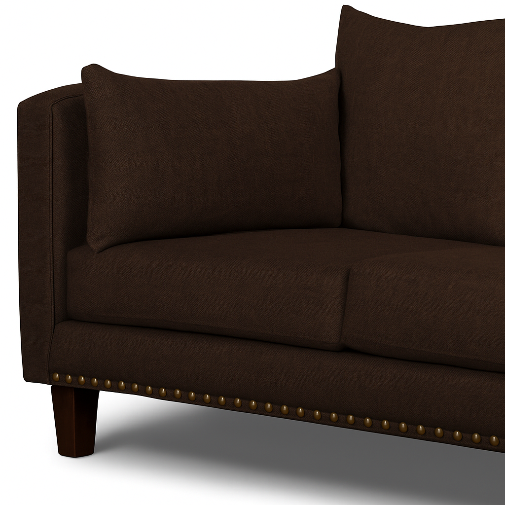 SOFA 3 Y 2 CUERPOS RIBE EN TELA CAFE, SET PARA LIVING - 11