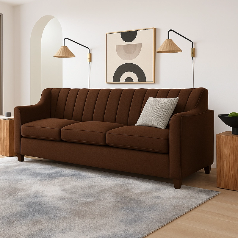 SOFA 3 CUERPOS RAUS CAFE  TELA – CONFORT Y ESTILO PARA TU HOGAR - 1