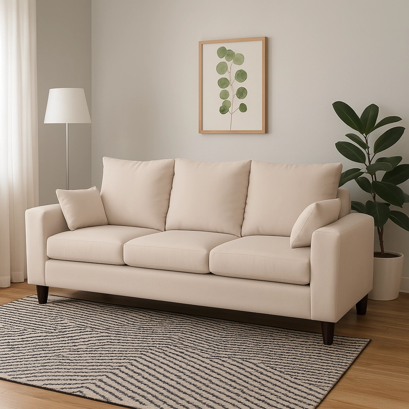 SOFA 3 CUERPOS RAMIS BEIGE TELA – CONFORT Y ESTILO PARA TU HOGAR - 1