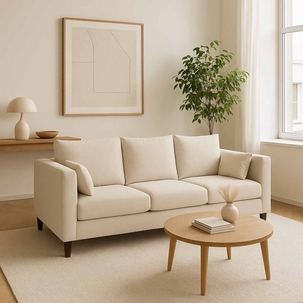 SOFA 3 CUERPOS RAGNAR BEIGE TELA – CONFORT Y ESTILO PARA TU HOGAR - 1