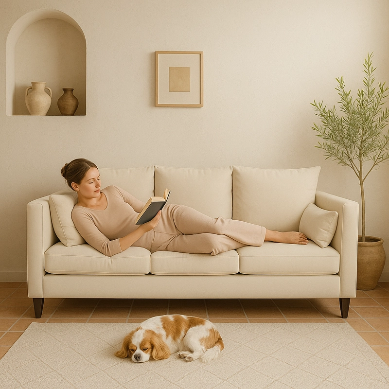 SOFA 3 CUERPOS RAGNAR BEIGE TELA – CONFORT Y ESTILO PARA TU HOGAR - 10