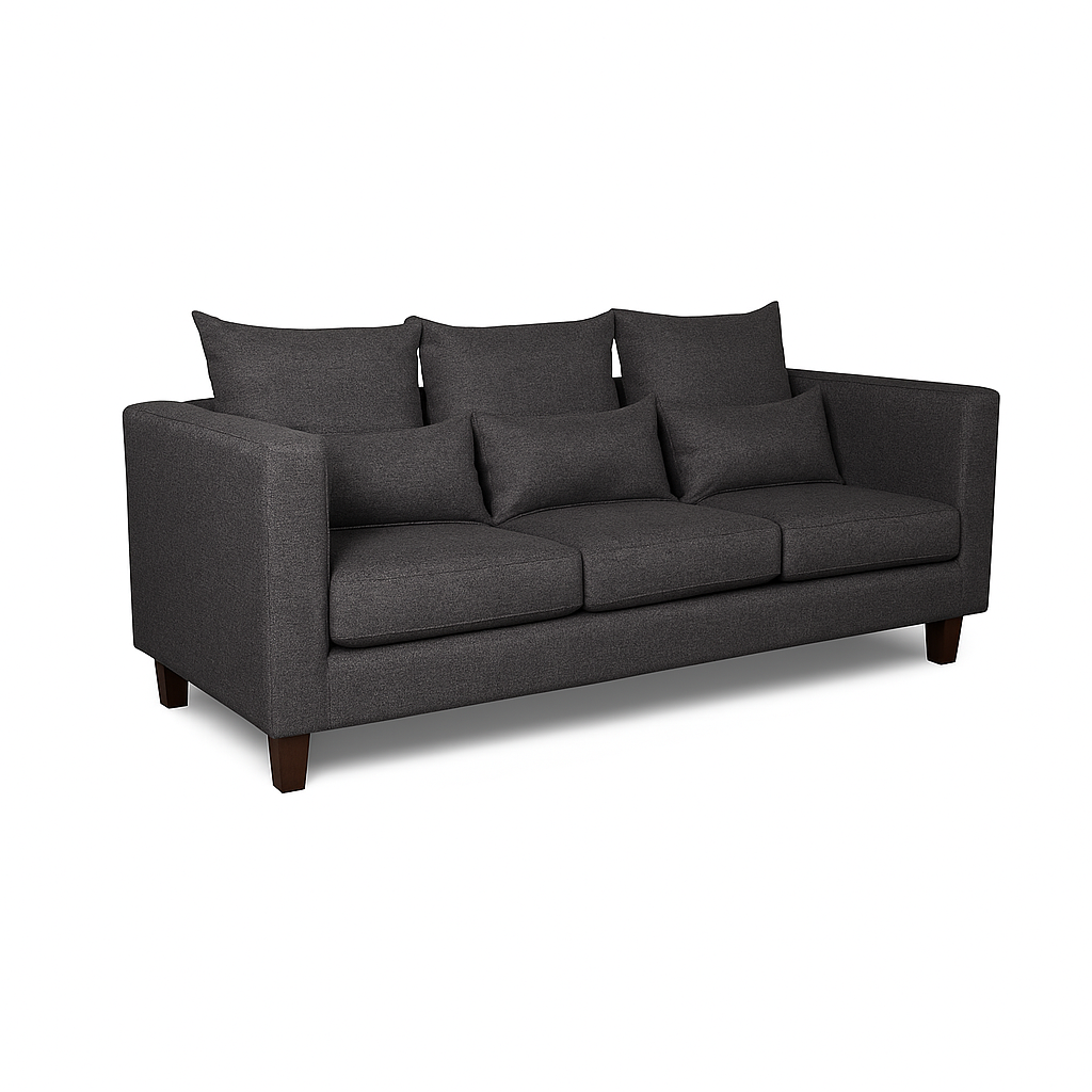 SOFA 3 CUERPOS RAGNAR GRIS OSCURO TELA – CONFORT Y ESTILO PARA TU HOGAR - 6