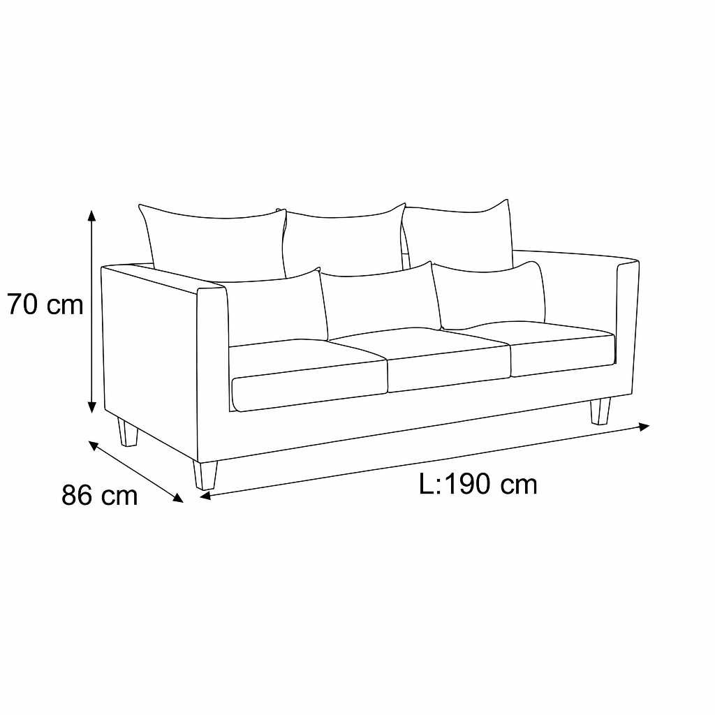 SOFA 3 CUERPOS RAGNAR GRIS OSCURO TELA – CONFORT Y ESTILO PARA TU HOGAR - 9