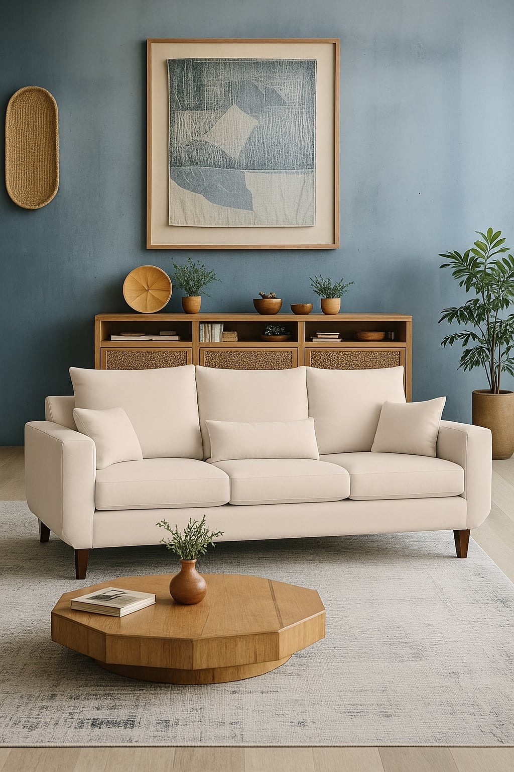 SOFA 3 CUERPOS ROQUE BEIGE TELA – CONFORT Y ESTILO PARA TU HOGAR - 1