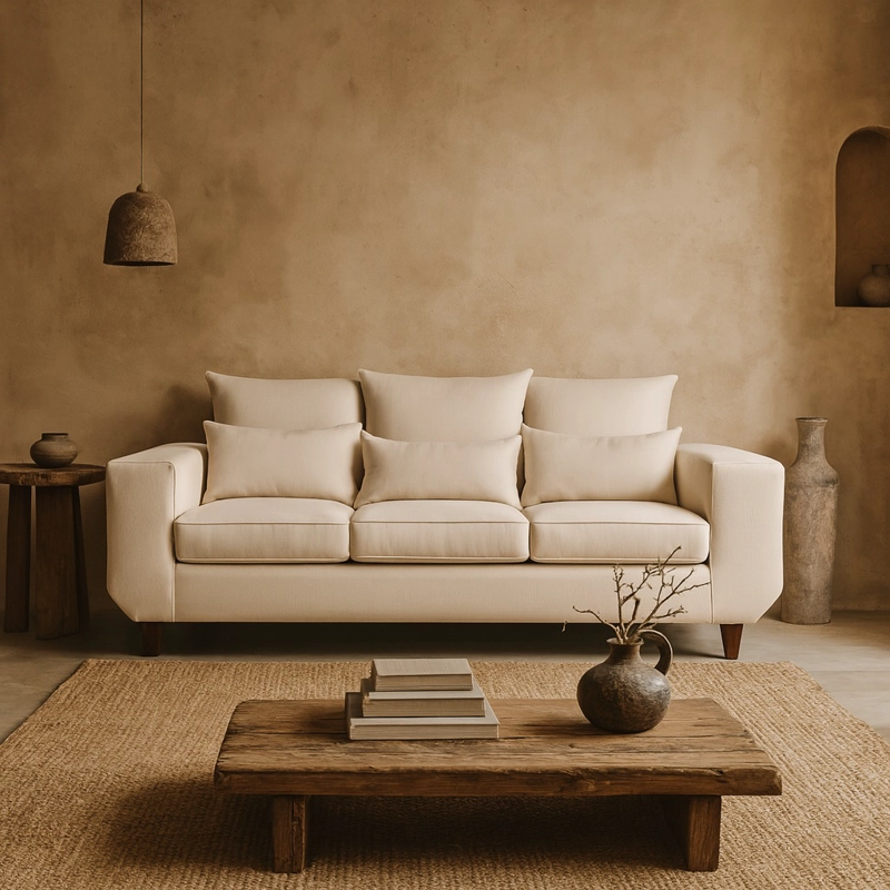 SOFA 3 CUERPOS ROQUE BEIGE TELA – CONFORT Y ESTILO PARA TU HOGAR - 10