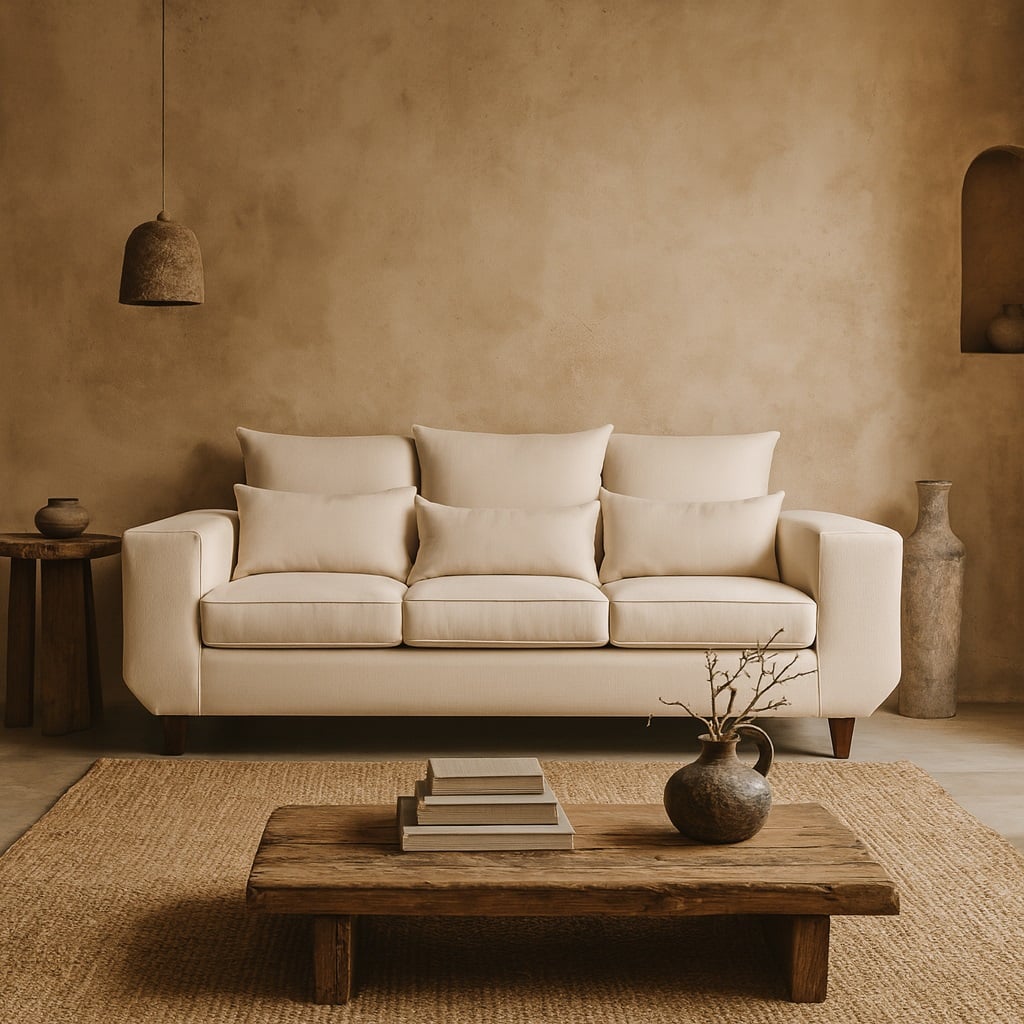 SOFA 3 CUERPOS ROQUE BEIGE TELA – CONFORT Y ESTILO PARA TU HOGAR - 2