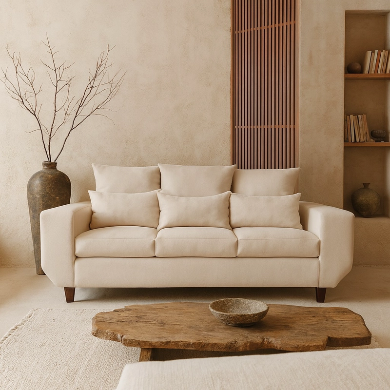 SOFA 3 CUERPOS ROQUE BEIGE TELA – CONFORT Y ESTILO PARA TU HOGAR - 7