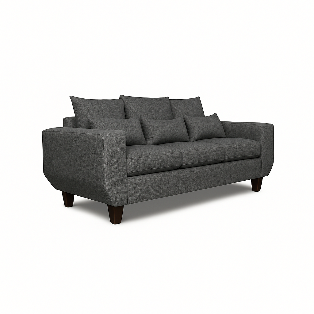 SOFA 3 CUERPOS ROQUE GRIS OSCURO TELA – CONFORT Y ESTILO PARA TU HOGAR - 4