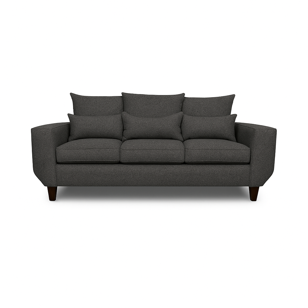 SOFA 3 CUERPOS ROQUE GRIS OSCURO TELA – CONFORT Y ESTILO PARA TU HOGAR - 5