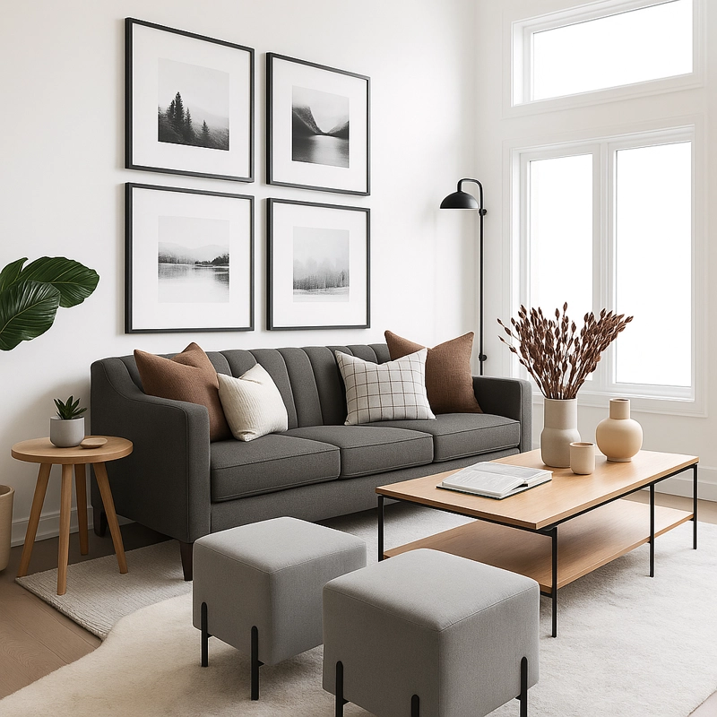 SOFA 3 CUERPOS RAUS GRIS OSCURO TELA – CONFORT Y ESTILO PARA TU HOGAR - 1