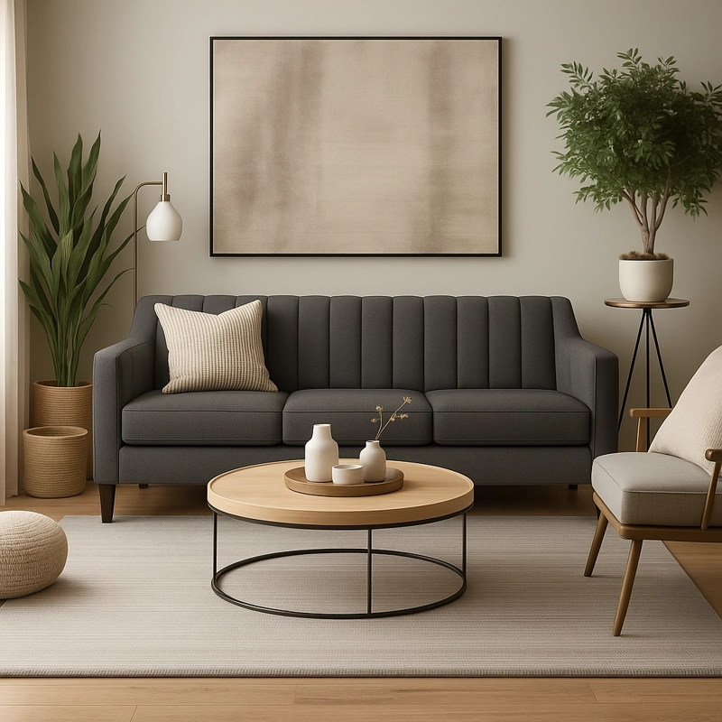 SOFA 3 CUERPOS RAUS GRIS OSCURO TELA – CONFORT Y ESTILO PARA TU HOGAR - 6