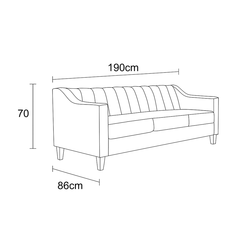 SOFA 3 CUERPOS RAUS GRIS OSCURO TELA – CONFORT Y ESTILO PARA TU HOGAR - 7
