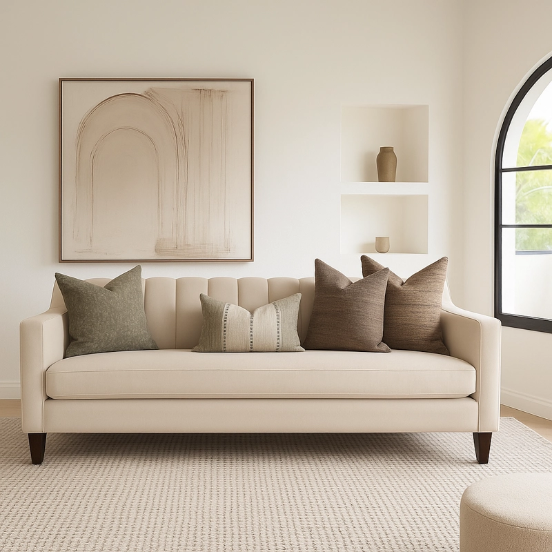 SOFA 3 Y 2 CUERPOS CASA WOW DECO RAUS EN TELA BEIGE SET LIVING - 10