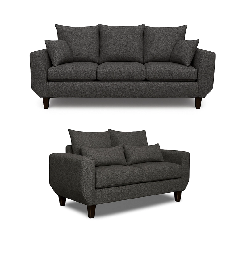 SOFA 3 Y 2 CUERPOS CASA WOW DECO ROQUE EN TELA GRIS SET LIVING - 2