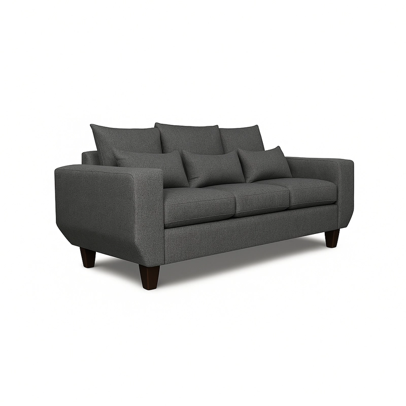 SOFA 3 Y 2 CUERPOS CASA WOW DECO ROQUE EN TELA GRIS SET LIVING - 4