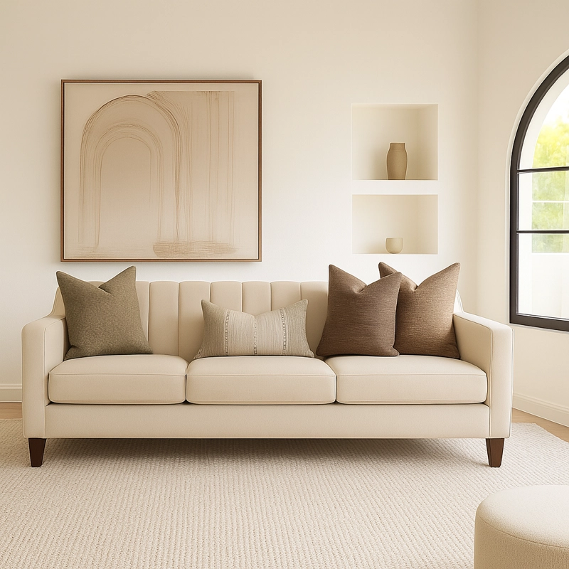 SOFA 3 CUERPOS RAUS BEIGE TELA – CONFORT Y ESTILO PARA TU HOGAR - 1
