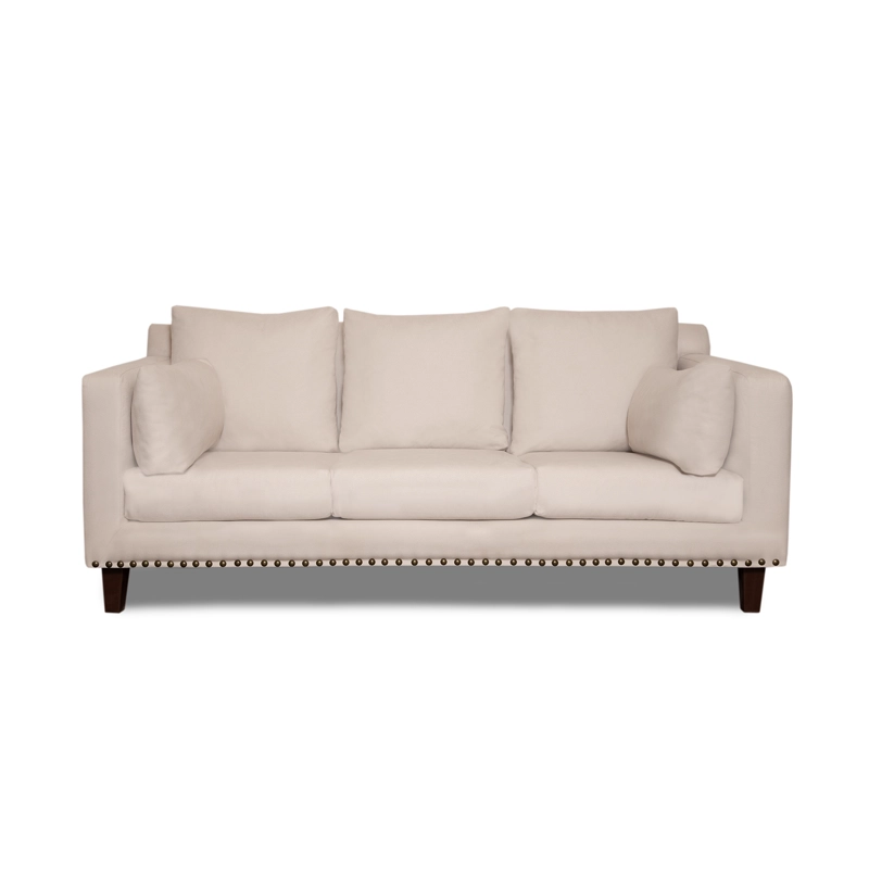 SOFA 3 Y 2 CUERPOS RIBE EN TELA BEIGE, SET PARA LIVING - 7