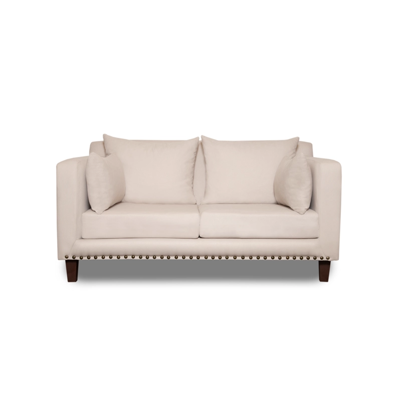 SOFA 3 Y 2 CUERPOS RIBE EN TELA BEIGE, SET PARA LIVING - 9