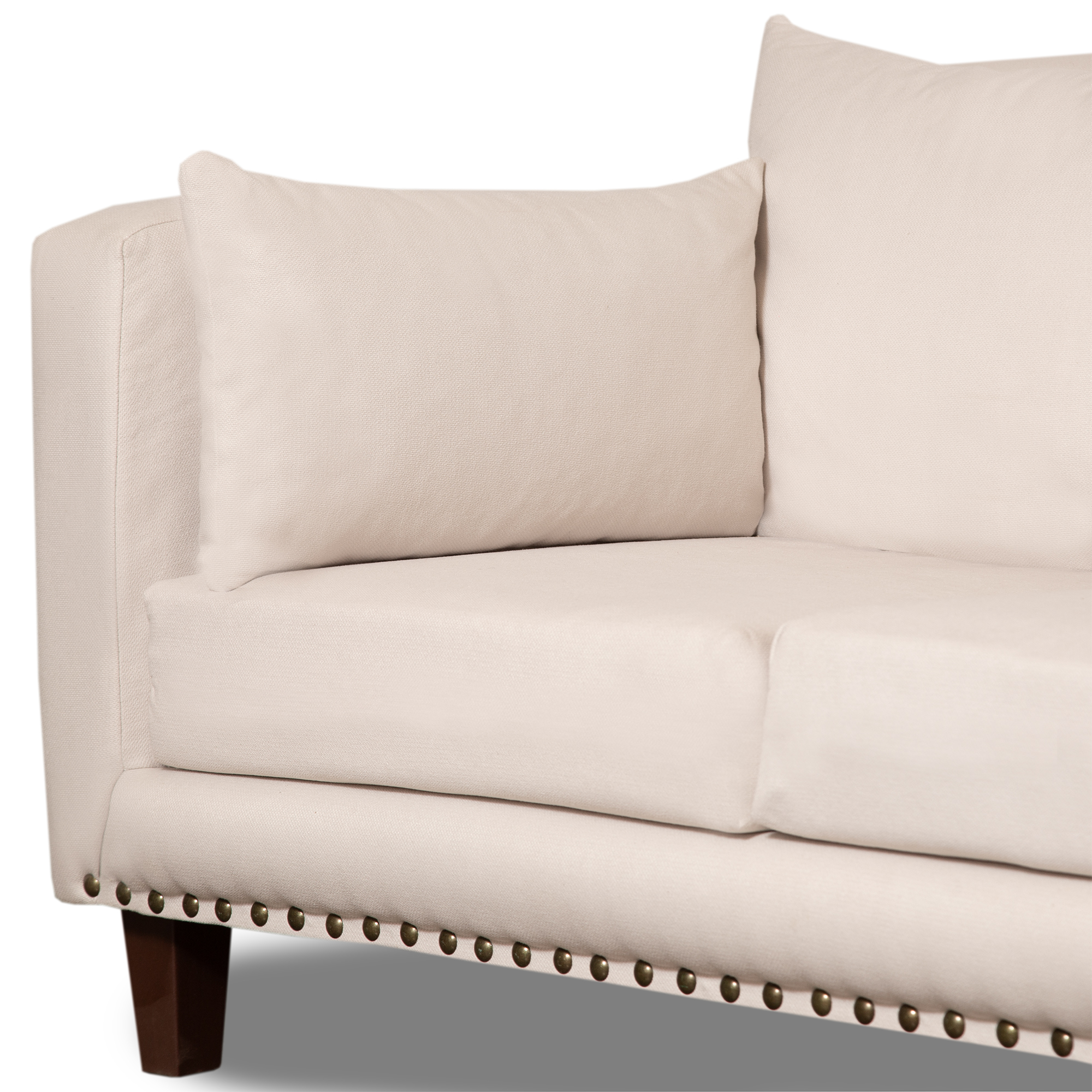 SOFA 3 Y 2 CUERPOS RIBE EN TELA BEIGE, SET PARA LIVING - 11