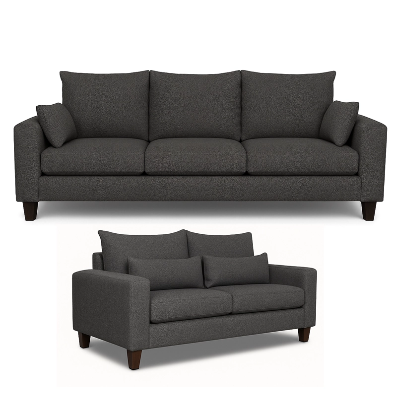 SOFA 3 Y 2 CUERPOS RAMIS EN TELA GRIS, SET PARA LIVING - 5