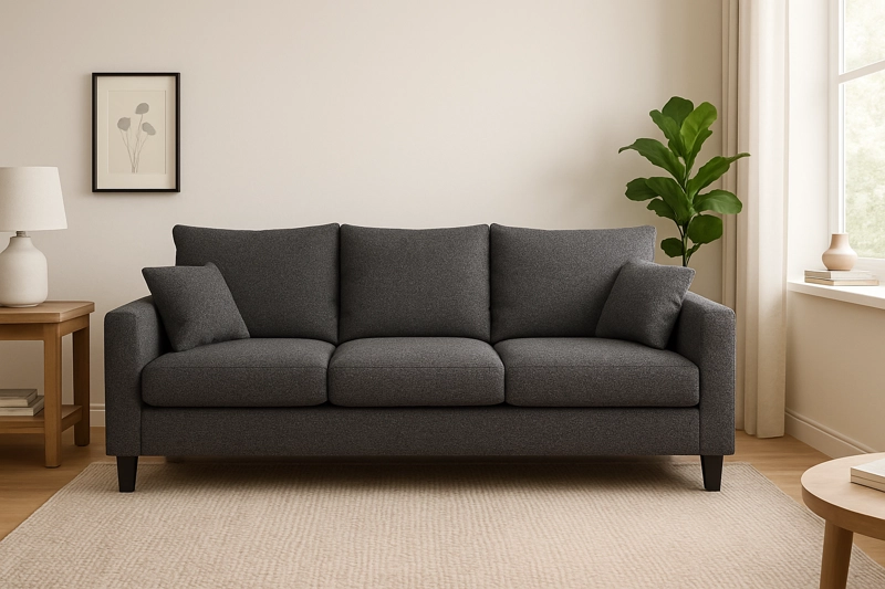 SOFA 3 CUERPOS RAMIS GRIS OSCURO TELA – CONFORT Y ESTILO PARA TU HOGAR - 7
