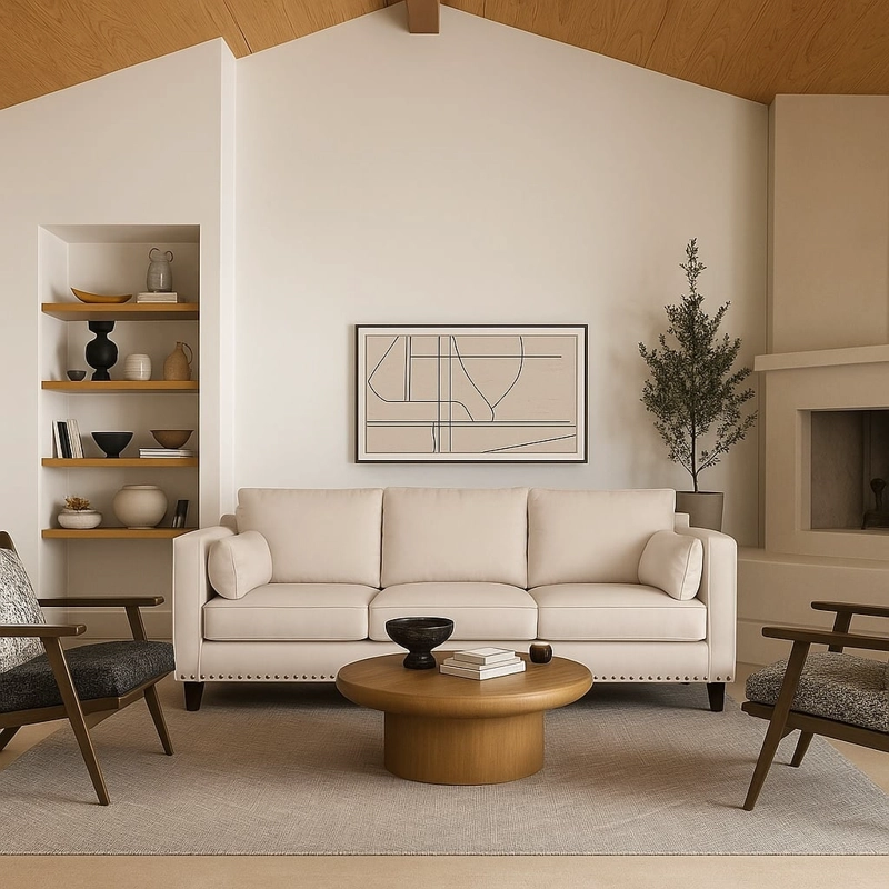 SOFA 3 CUERPOS RIBE BEIGE TELA – CONFORT Y ESTILO PARA TU HOGAR - 6