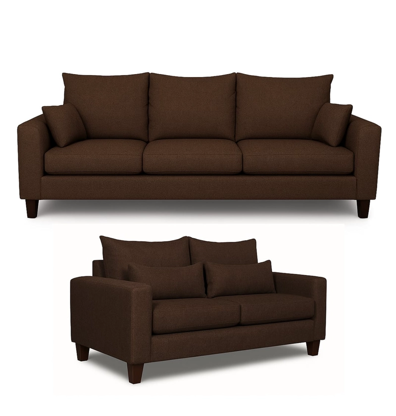 SOFA 3 Y 2 CUERPOS RAMIS EN TELA CAFE, SET PARA LIVING - 2