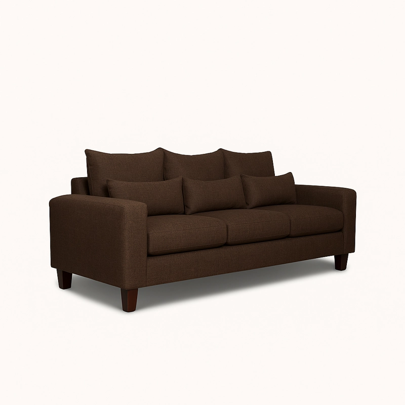 SOFA 3 Y 2 CUERPOS RAMIS EN TELA CAFE, SET PARA LIVING - 4