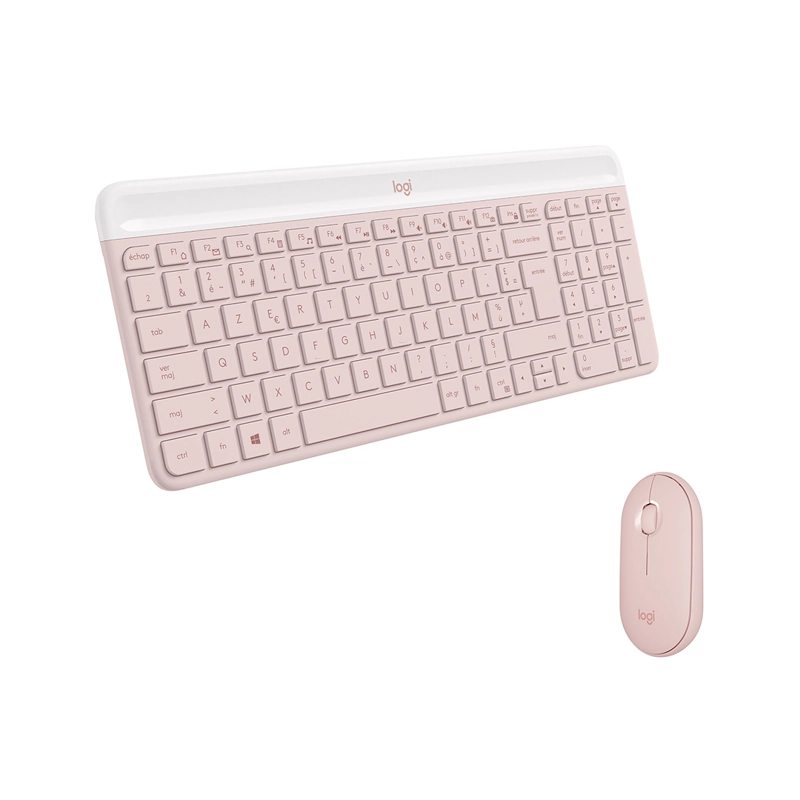 KIT TECLADO Y MOUSE LOGITECH MK470 ROSA SLIM INALAMBRICO - 2