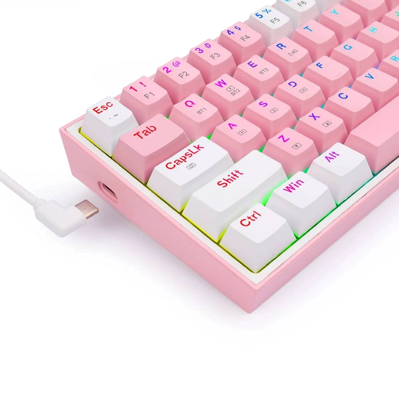 TECLADO GAMER REDRAGON K616 FIZZ RGB PRO ROSA Y BLANCO - 3