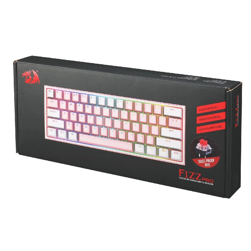 TECLADO GAMER REDRAGON K616 FIZZ RGB PRO ROSA Y BLANCO - 4