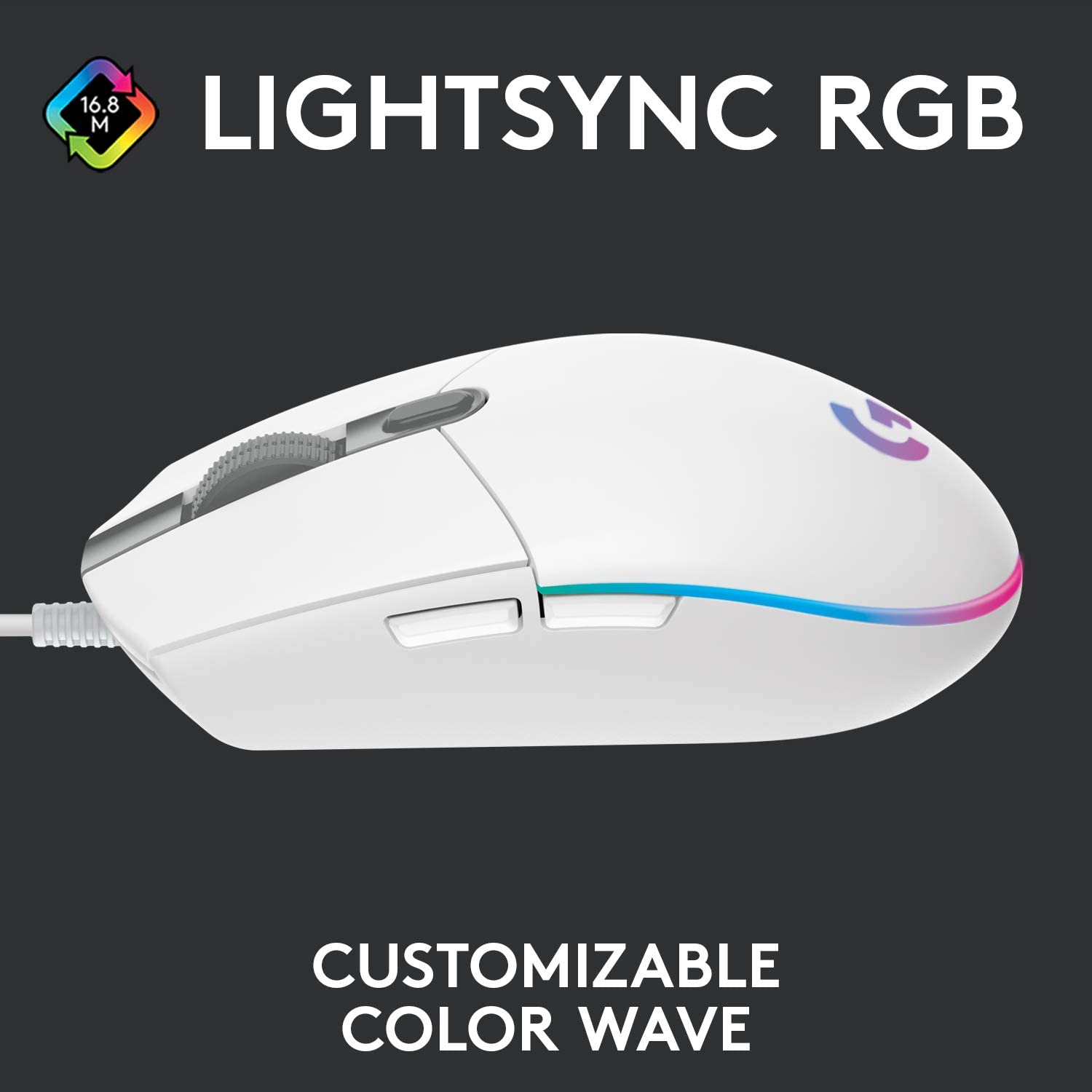 MOUSE GAMER LOGITECH G203 LIGHTSYNC RGB 8000 DPI BLANCO - 5