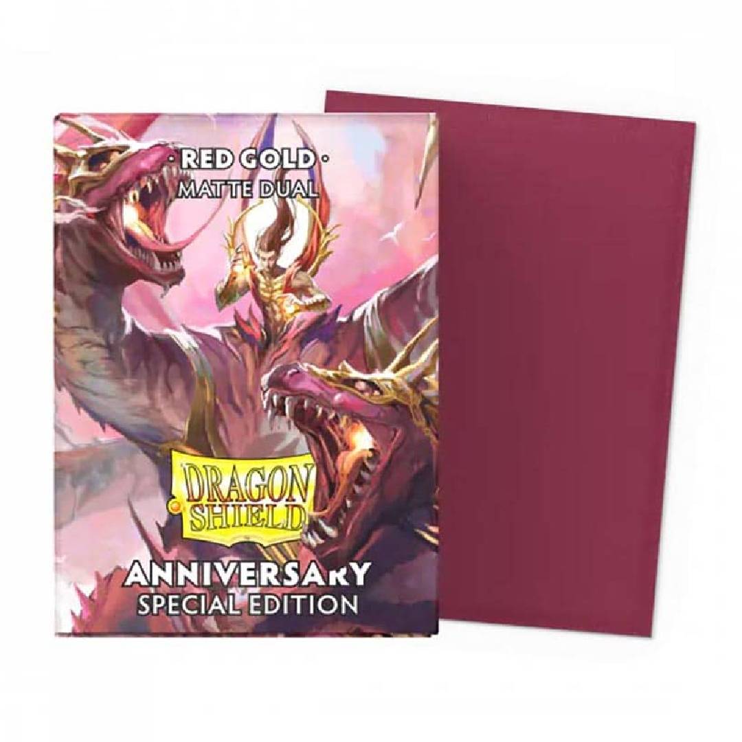 PROTECTORES DRAGON SHIELD MATTE DUAL RED GOLD ANNIVERSARY - 1