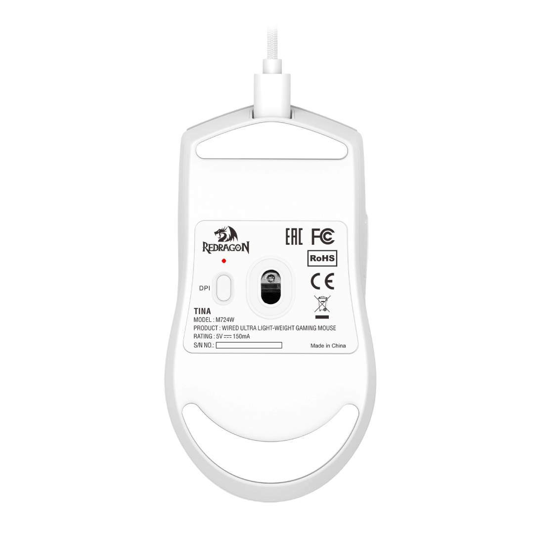MOUSE REDRAGON ULTRA LIGHT K1NG M724 1K HZ BLANCO CABLEADO - 4