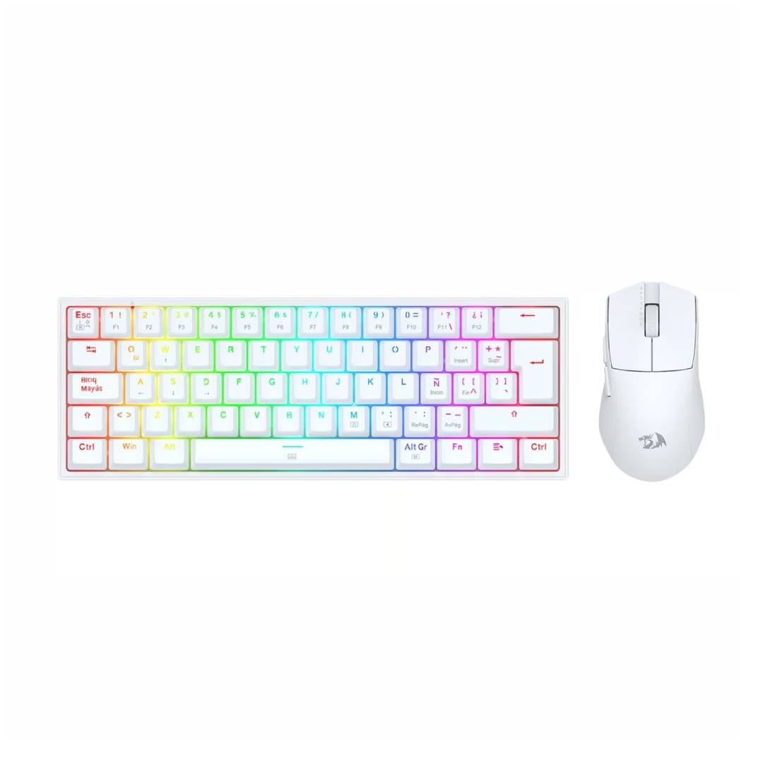 KIT DE TECLADO Y MOUSE REDRAGON K617RGB SP M724 BLANCO S143W - 1