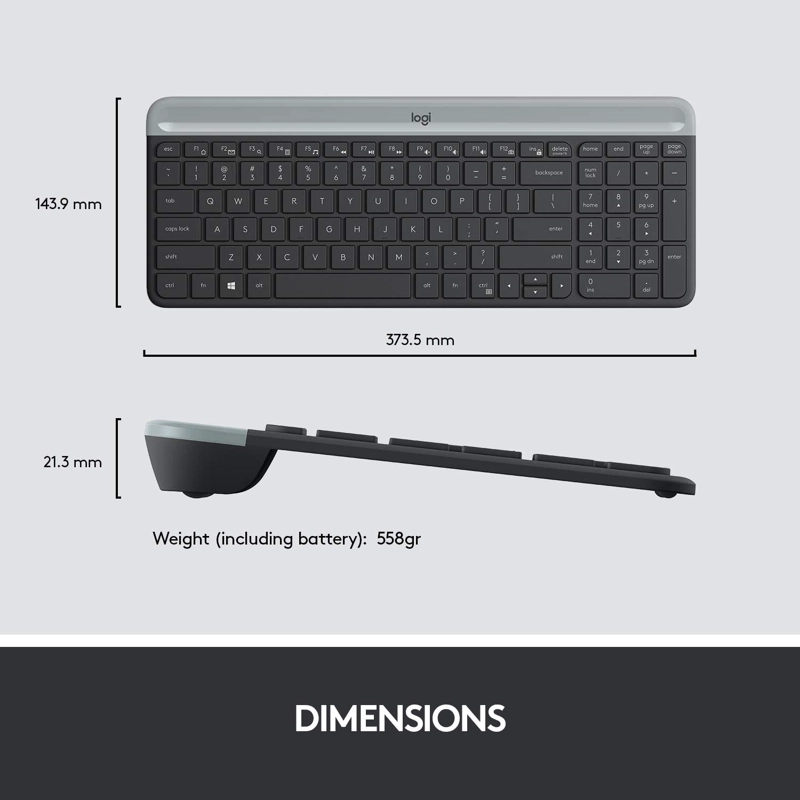 TECLADO Y MOUSE INALAMBRICO LOGITECH MK470 SLIM NEGRO - 6