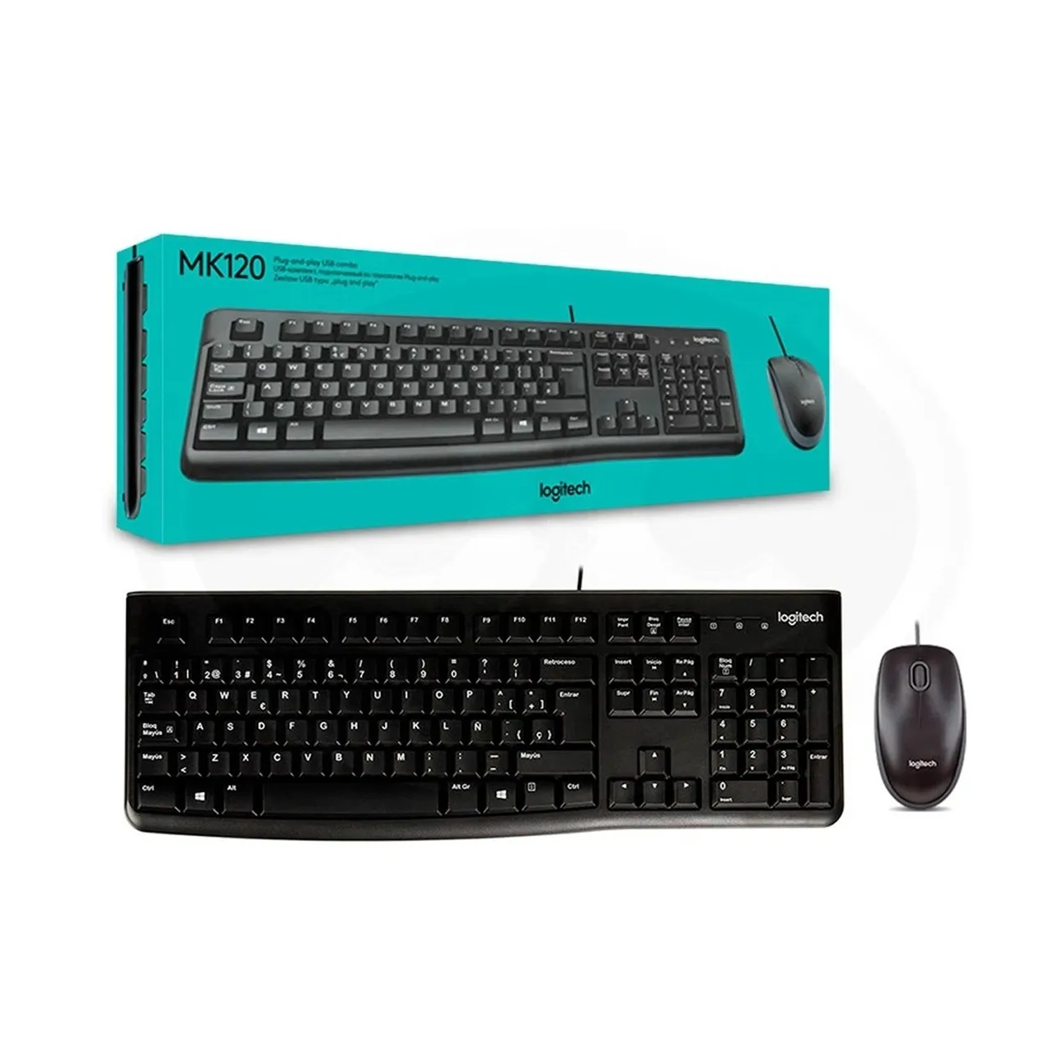 KIT TECLADO Y MOUSE LOGITECH MK120 ALAMBRICO NEGRO - 4