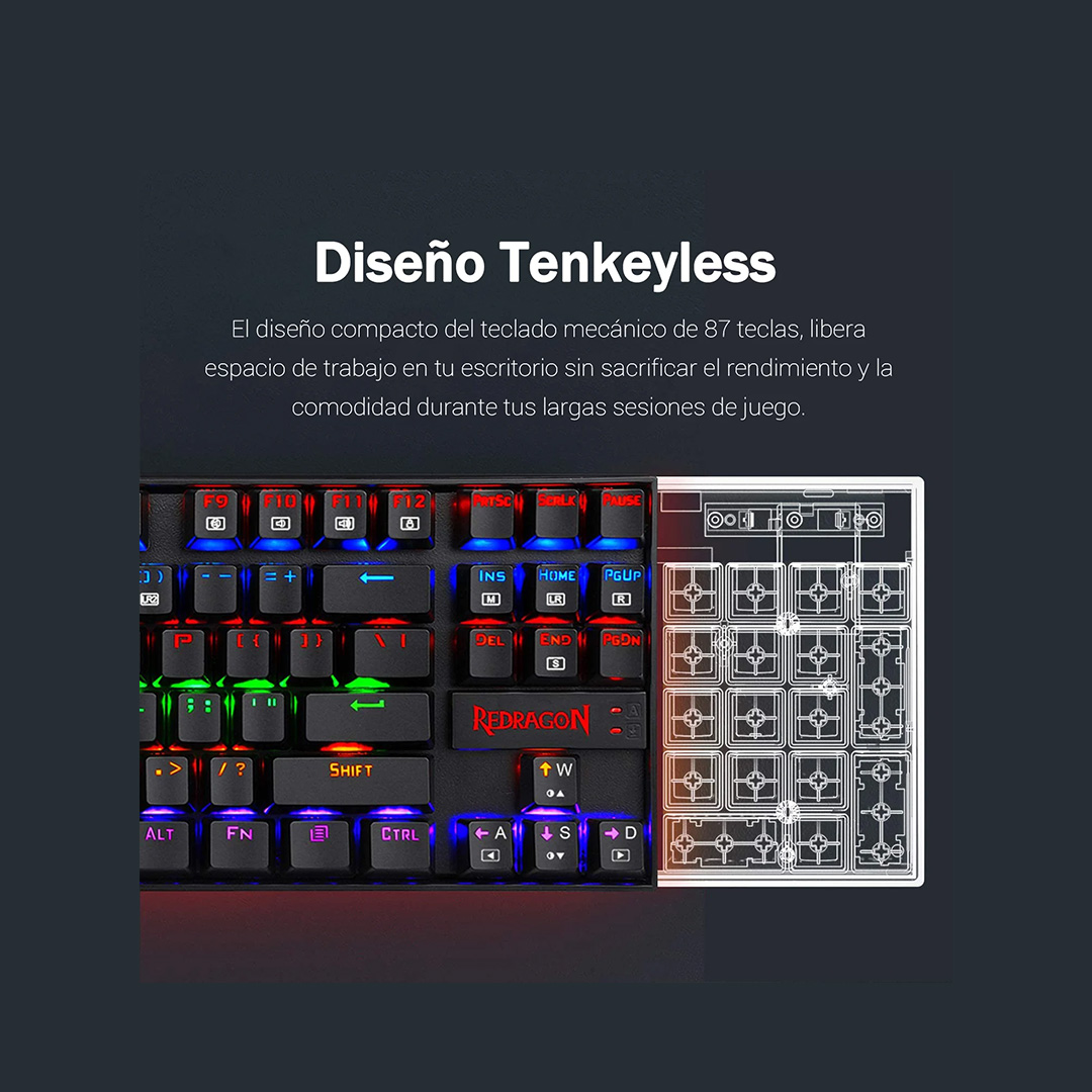 TECLADO GAMER REDRAGON KUMARA K552 RED ESPAÑOL NEGRO RAINBOW - 4