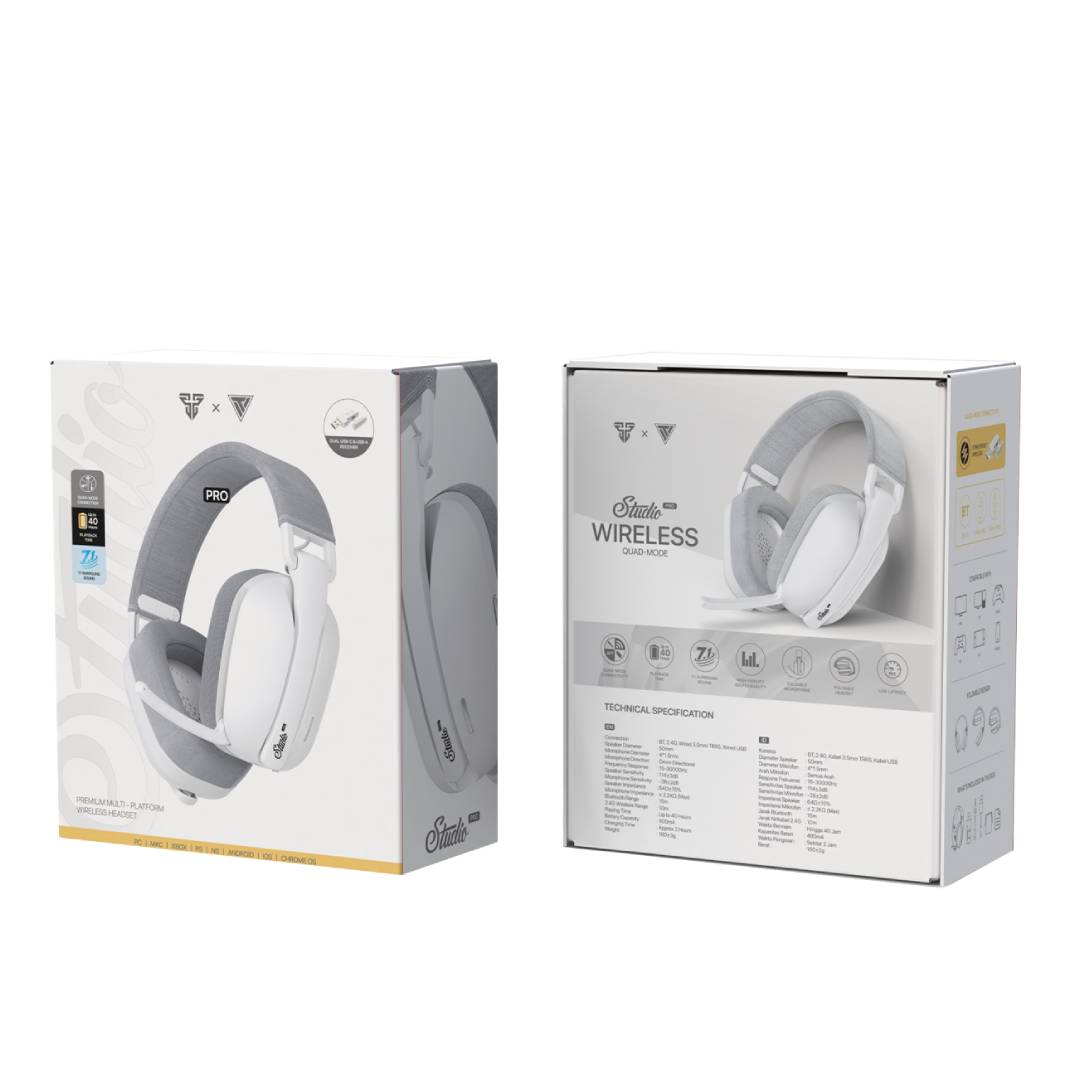 AUDIFONOS FANTECH STUDIO PRO WHG03P WHITE EDITION WIRELESS - 8