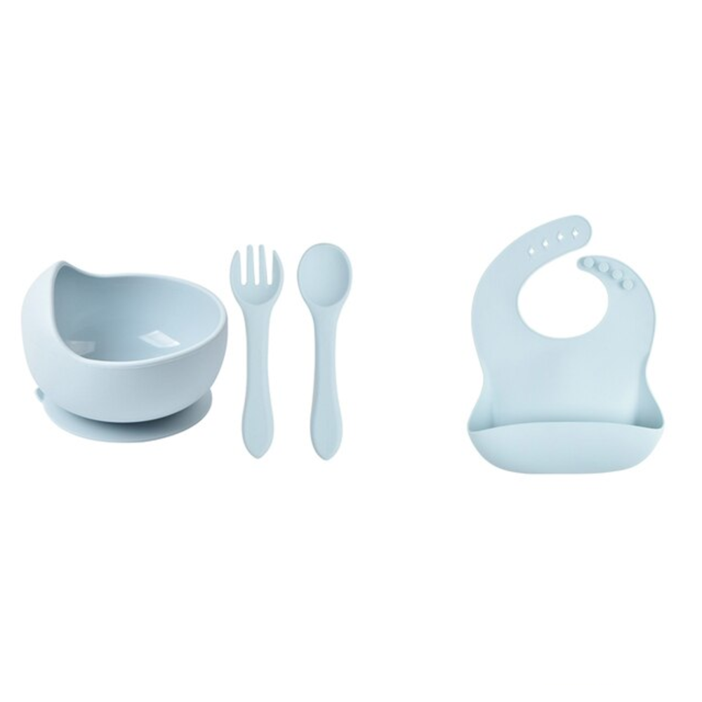 PLATOS DE ALIMENTACION PARA BEBE S DE SILICONA CELESTE - 1